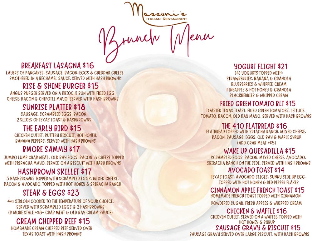 Massoni's Italian Restaurant Menu image 1