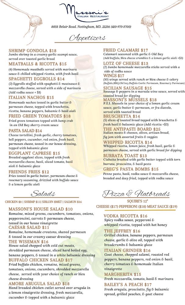 Massoni's Italian Restaurant Menu image 2
