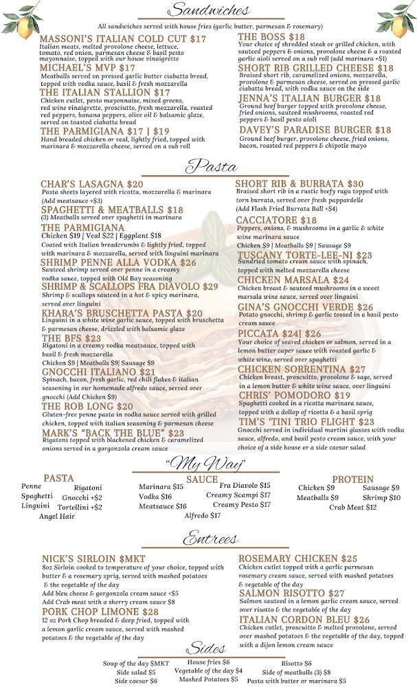 Massoni's Italian Restaurant Menu image 3